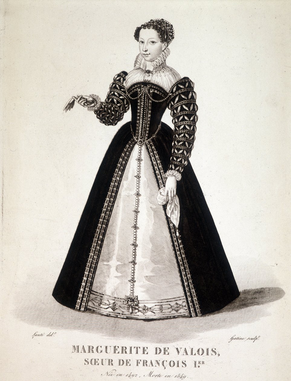 Portrét Markéty Navarrské (1492-1549) královny Navarry a básnířky - 19. stol. od French School