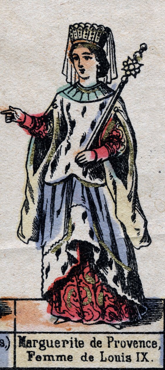 Portrét Marguerite de Provence (1221-1295), manželky Ludvíka IX. (Kapetovská dynastie). Ilustrace z konce 19. století. od French School