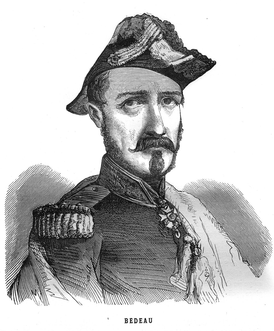 Portrét Marie Alphonse Bedeau, francouzského generála (1804-1863). Rytina v „Les Illustrations De L