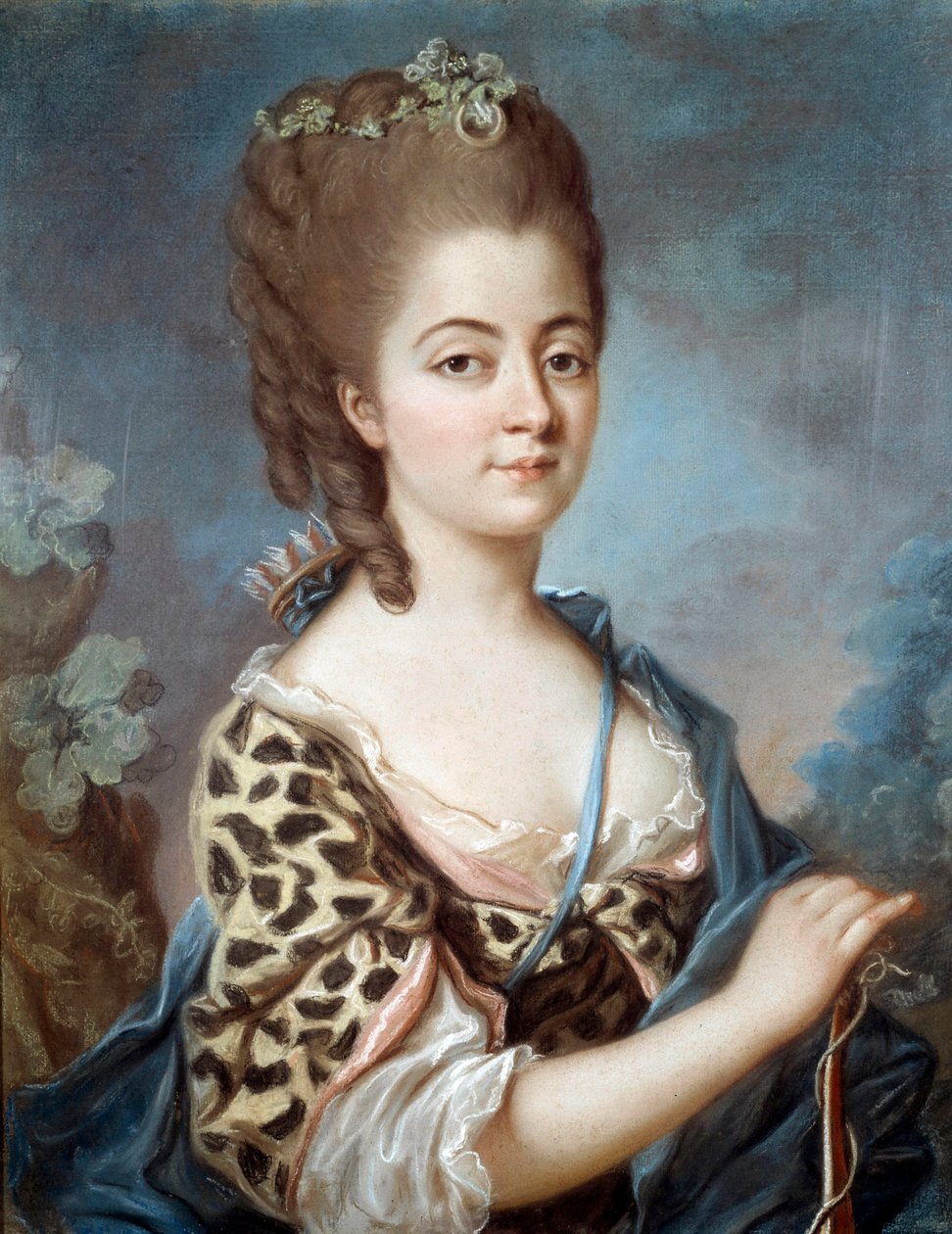 Portrét Marie Aurory Saské (1748-1821), babičky spisovatele George Sand Painting z francouzské školy 18. století. od French School
