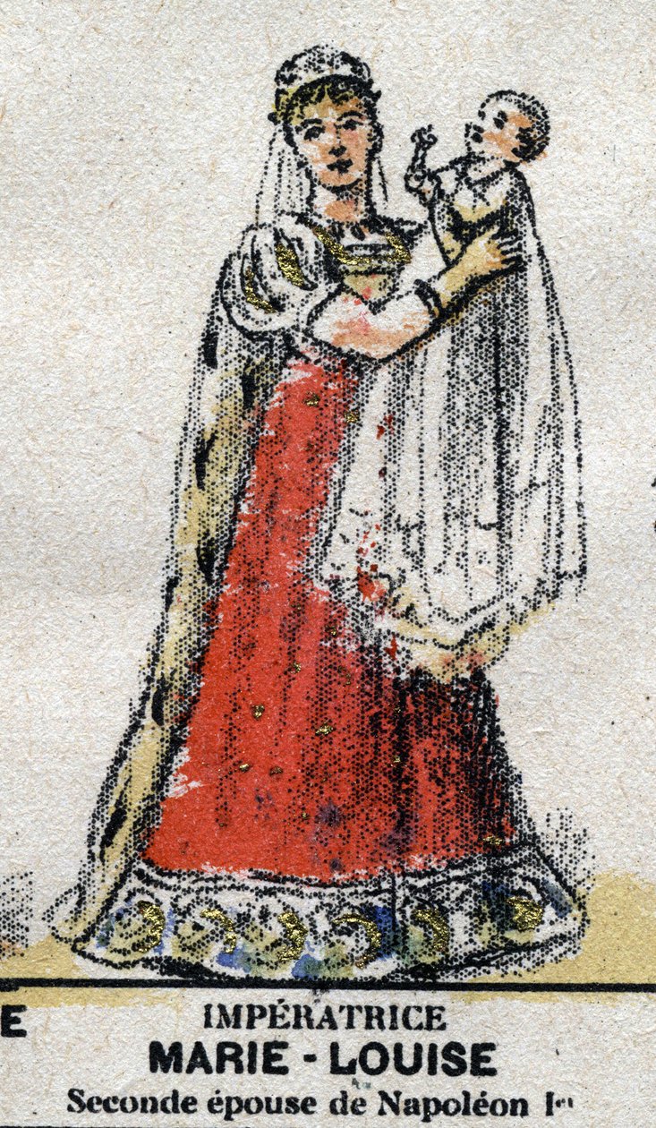 Portrét Marie Luisy Rakouské (1791-1847), manželky Napoleona I. se svým synem Napoleonem II. V „“ Galerii francouzských králů a královen a slavných postav z let 1643 až 1895““ Epinal. od French School