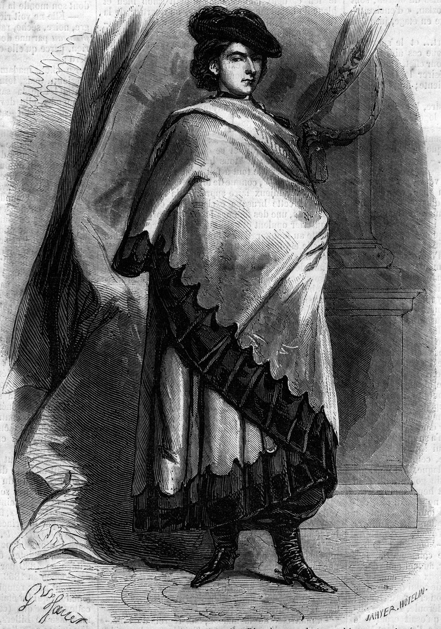 Portrét Marie Sophie Amelie (1841-1925), vévodkyně z Baviere a královny dvou Sicílií, manželky Františka II., v kalábrijském kostýmu. Rytina v „“ Le Monde Illustré““ č. 194 z 29. prosince 1860. od French School