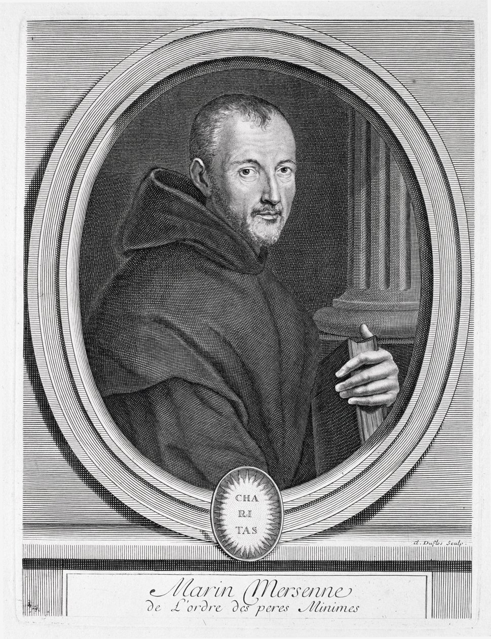 Portrét Marina Mersenna (1588-1648) vyrytý Duflosem od French School