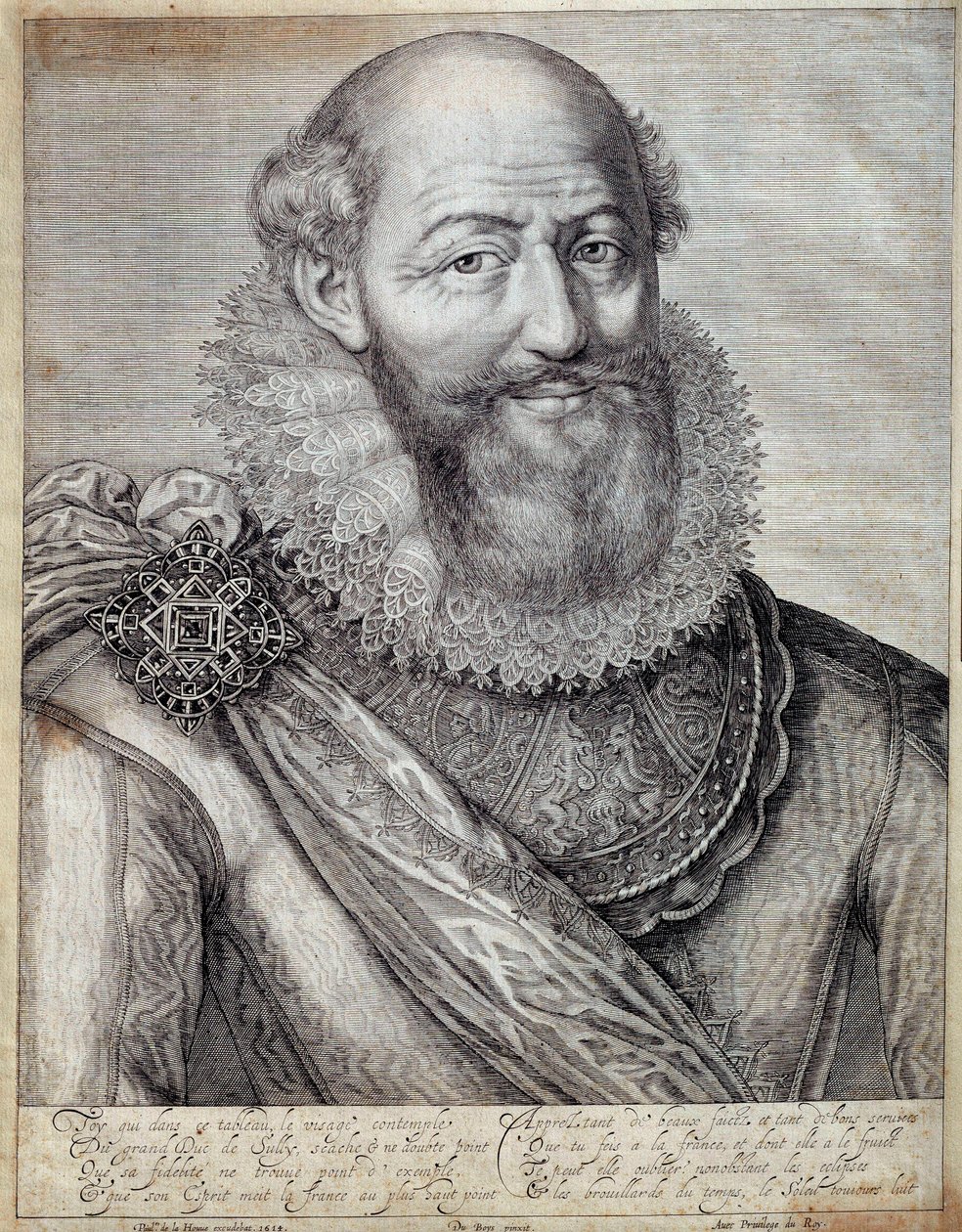 Portrét Maxmiliána z Bethune, vévody ze Sully (1560-1641). Rytina ze 17. století. Pau, Musee Du Chateau od French School