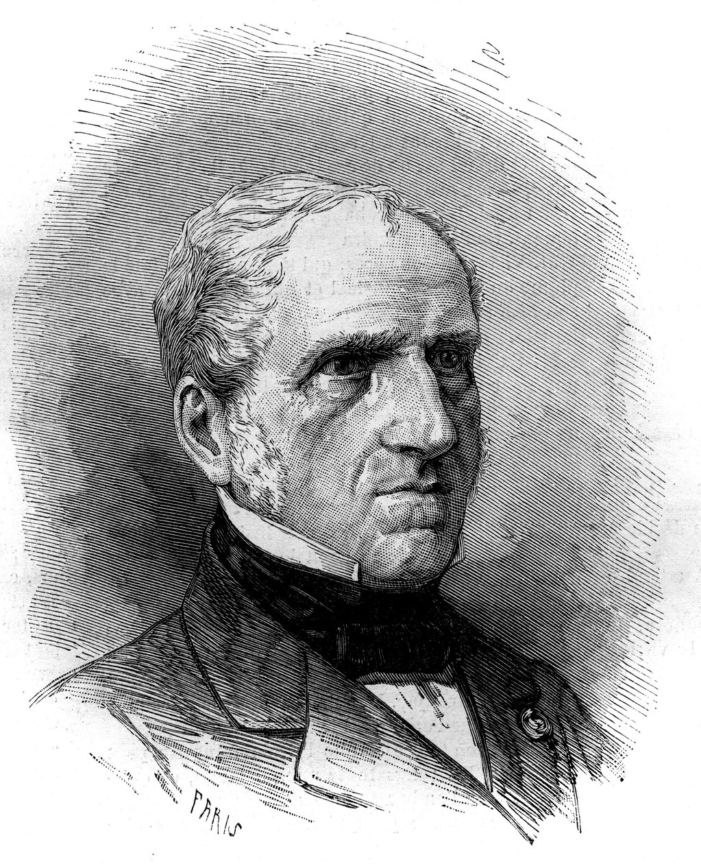 Portrét Michela Charlese (1793-1880), francouzského matematika. Rytina v „“ Le Monde Illustré““ č. 1240 z 1. ledna 1881. od French School