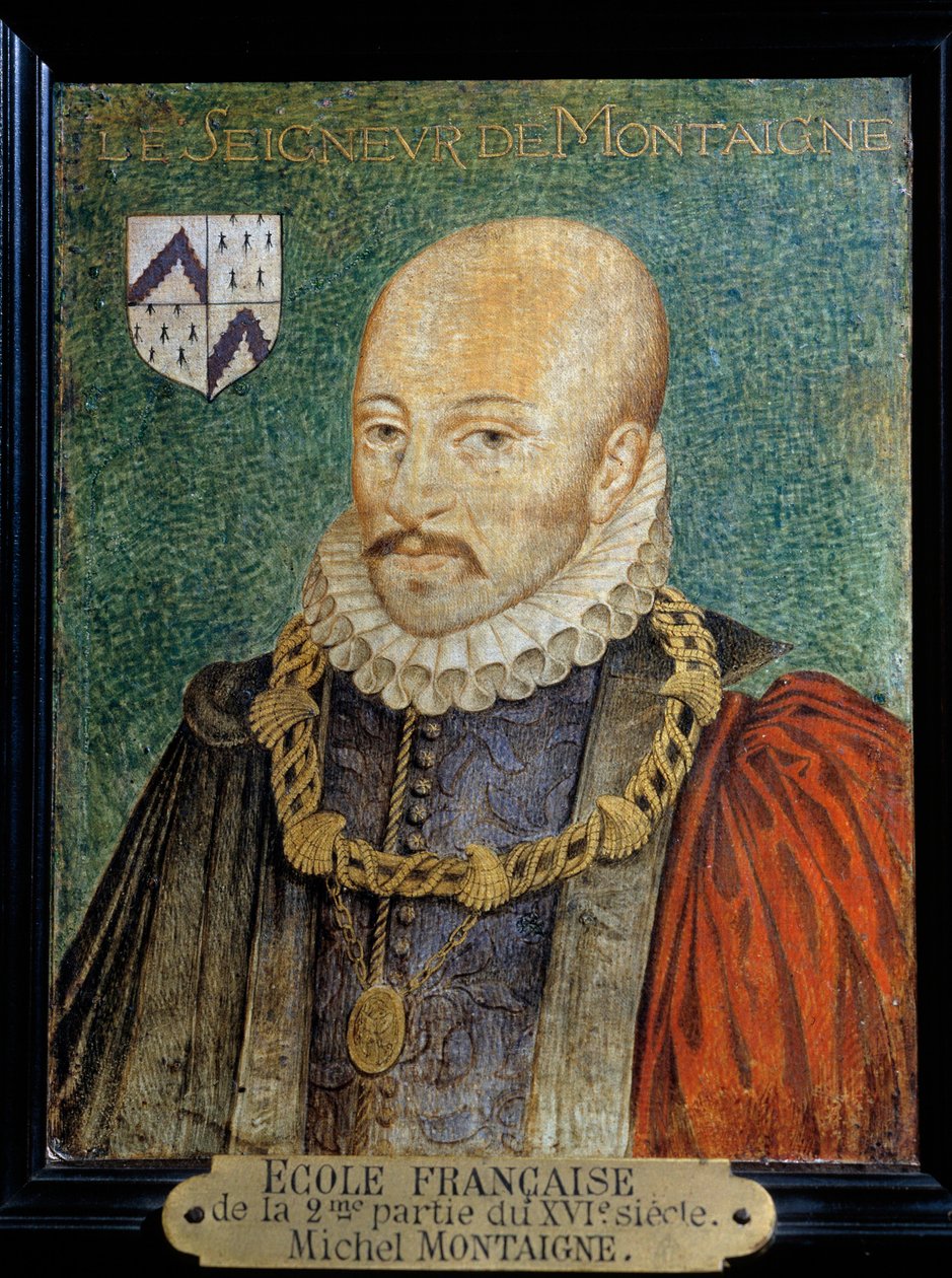 Portrét Michela Eyquema, lorda z Montaigne (1533-1572) Anonymní obraz. francouzská škola. Chantilly, Musee Conde - Portrét Michela Eyquema, lorda z Montaigne (1533-1572) Anonym. Malování. Anglická škola. Muzeum Conde, Chantilly, Francie od French School