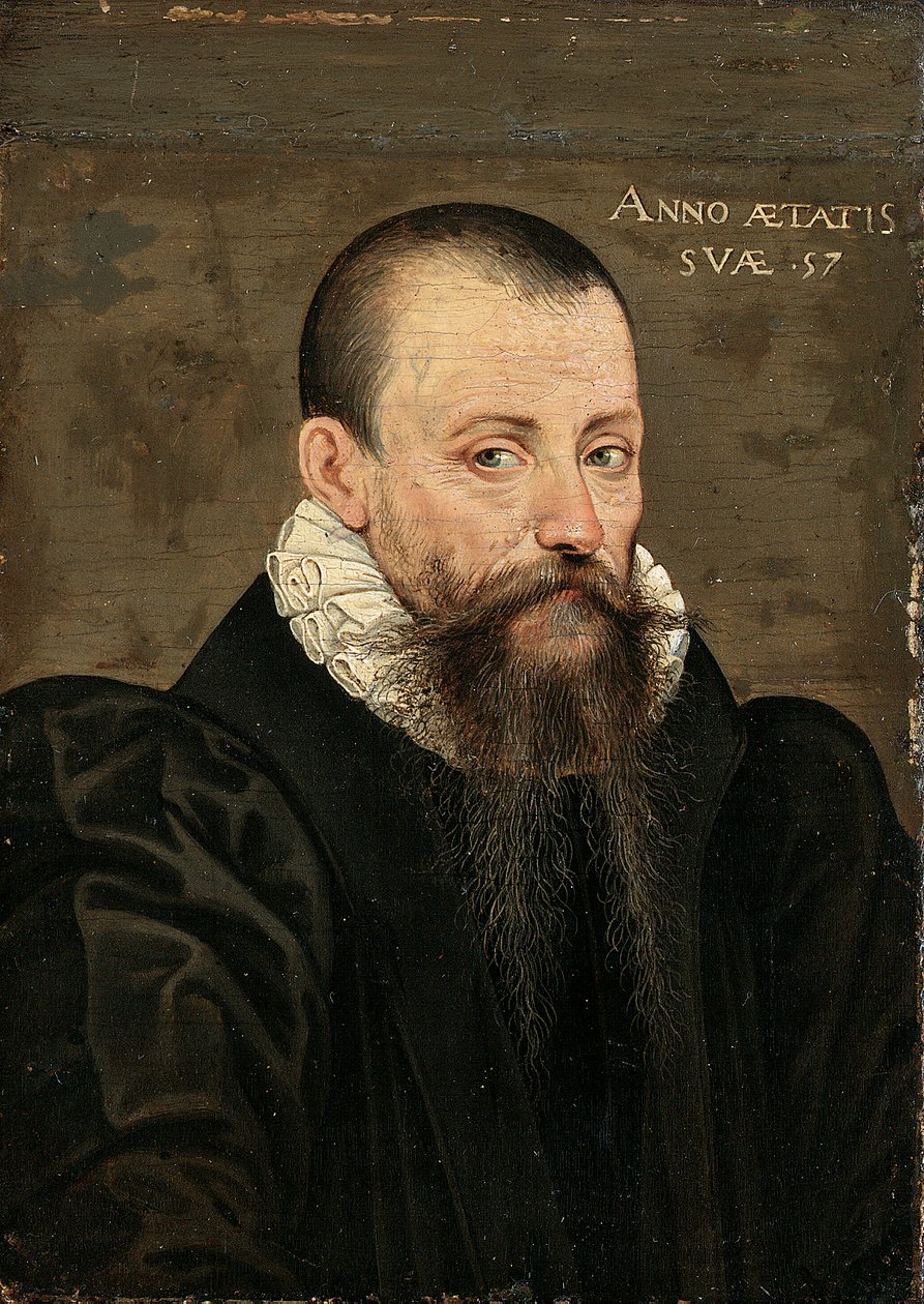 Portrét Michela Eyquema de Montaigne (1533-1592), ve věku 57 let, menší poloviční délky, v černém kostýmu a bílém límečku (olej na desce) od French School