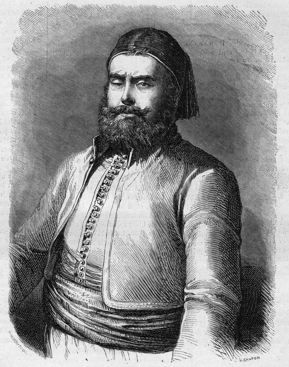 Portrét Mohammeda Saida (1822-1863), vicekrále (paši) Egypta za Osmanské říše. Rytina v „“ Le Monde Illustré““ č. 303 z 31. ledna od French School