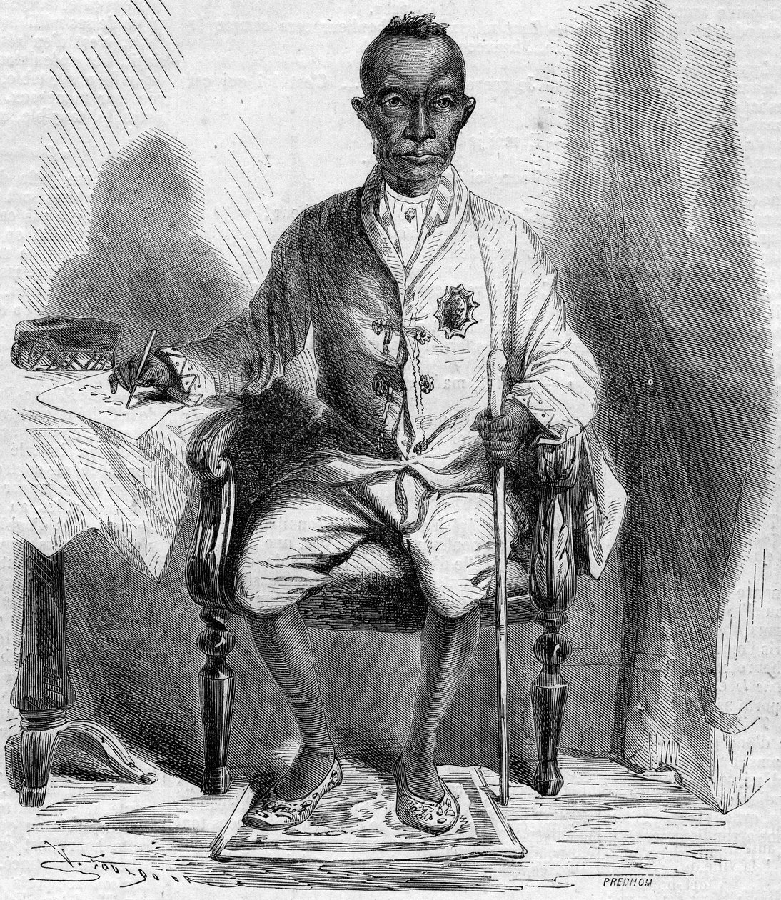 Portrét Mongkuta (Rama IV nebo Phrachomklao) (1804-1868), krále Siamu (dnes, Thajsko). Rytina v „“ Le Monde Illustré““ č. 222 ze dne 13. července 1861. od French School