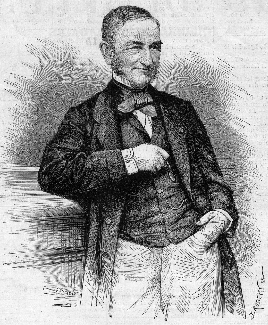 Portrét Moreau Chaslona (Moreau-Chaslon), prezidenta představenstva Compagnie Generale des Omnibus (CGO). 19. století. Rytina v „“ Le Monde Illustré““ č. 660 ze 4. prosince 1869. od French School