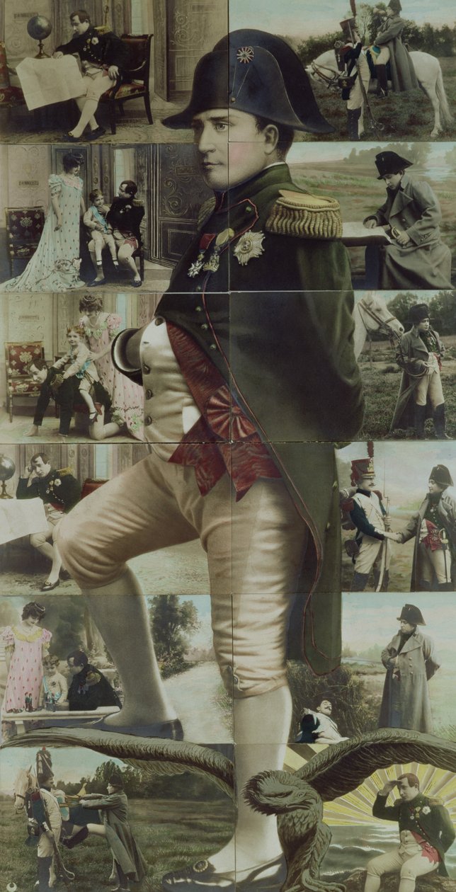 Portrét Napoleona Bonaparta (1769-1821) a výjevy z jeho života, 19.-20. století (kolorované foto) od French School