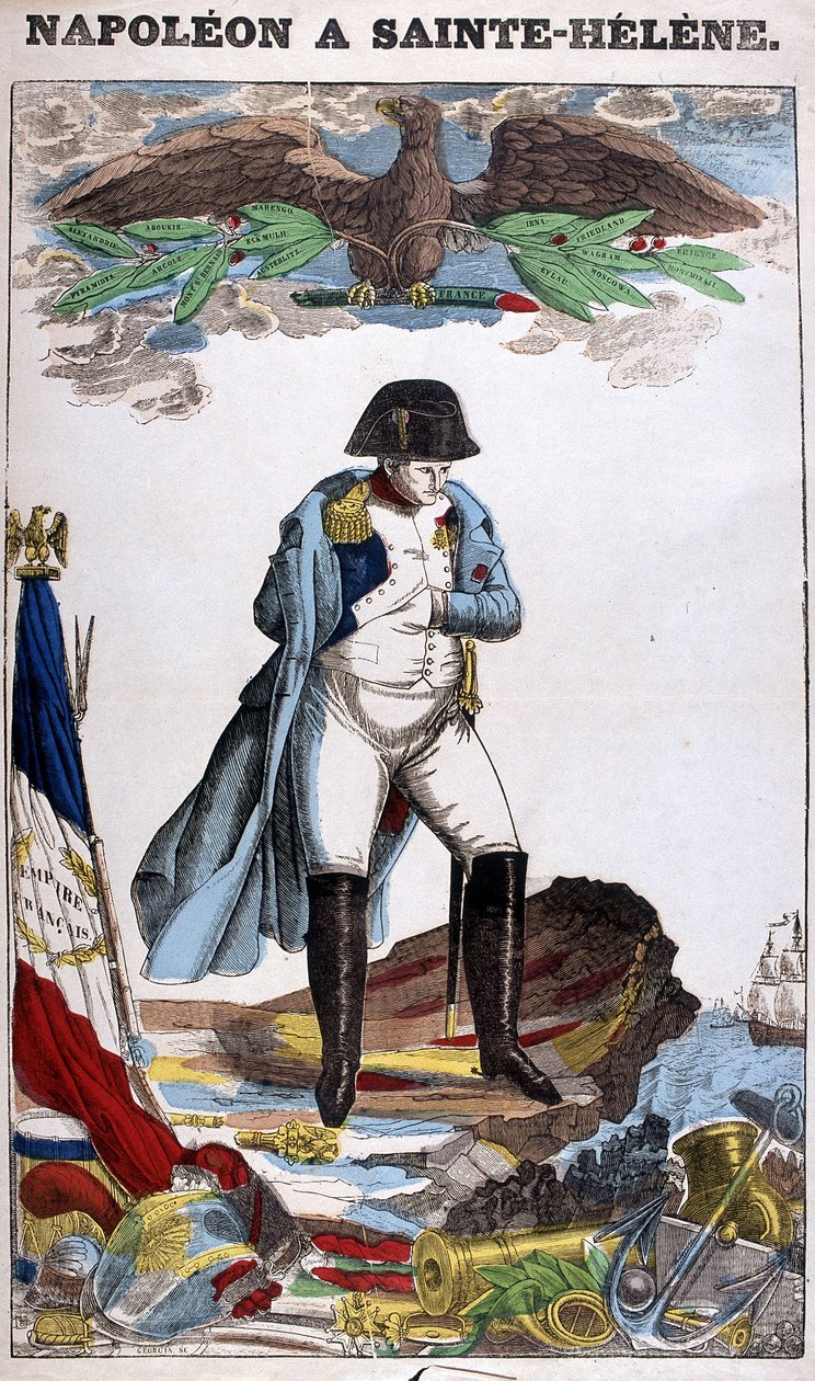 Portrét Napoleona Bonaparta ve Svaté Heleně. Obrázek Epinal od French School