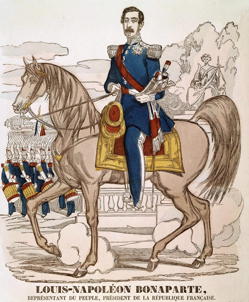 Portrét Napoleona III. - představitel lidu, prezident Francouzské republiky. (Charles Louis Napoleon Bonaparte) (1808 - 1873). Spinální obraz. od French School