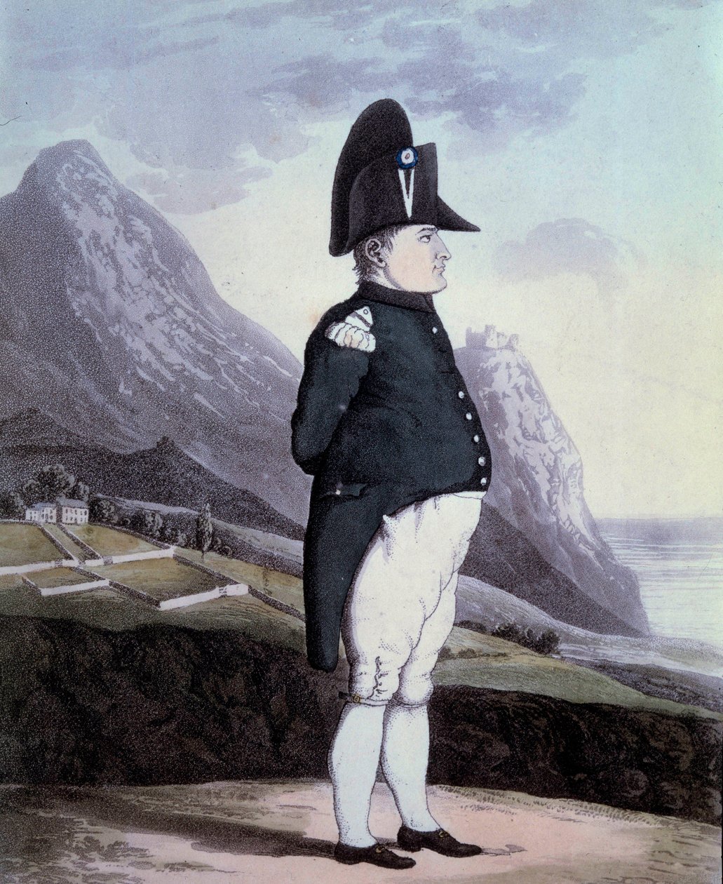 Portrét Napoleona I. (1769-1821) na ostrově Sainte Helene v květnu 1815 Rytina Ile d