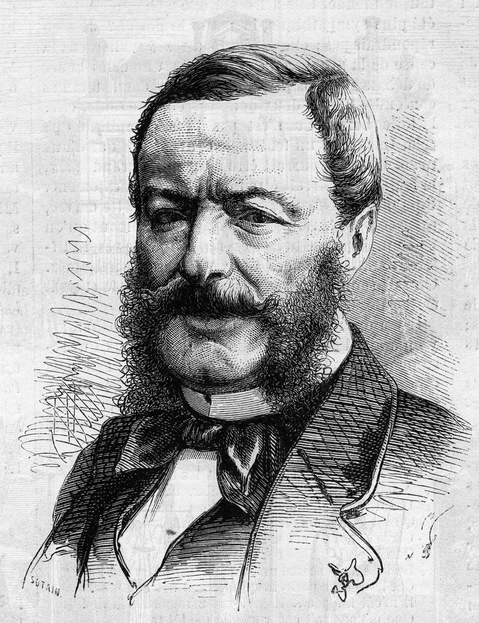 Portrét Nestora Roqueplana (1804-1870), spisovatele, novináře a správce francouzských divadel. Rytina v „“ Le Monde Illustré““ č. 681 z 30. dubna od French School