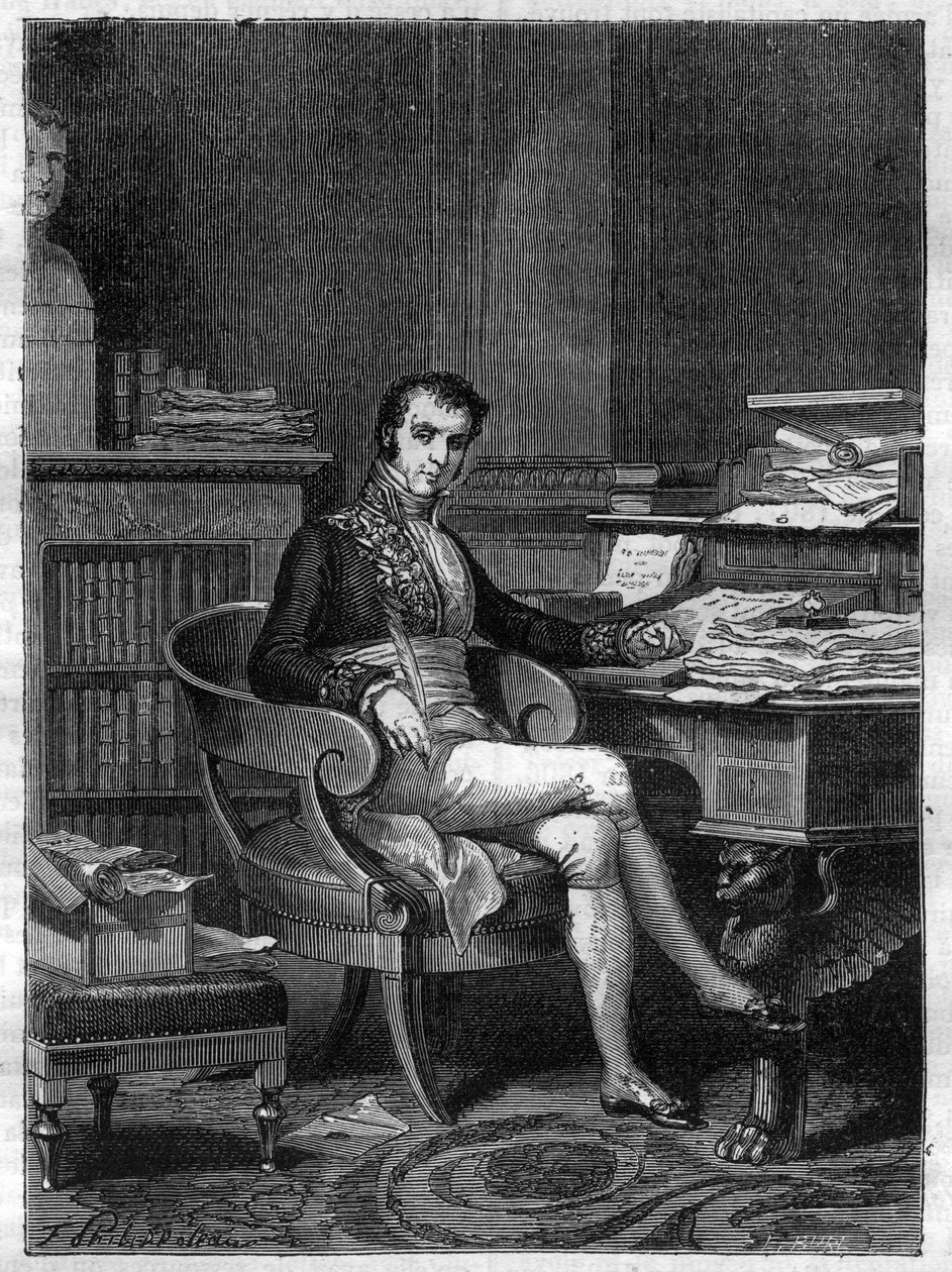 Portrét Nicolase Francoise Molliena (1758-1850), francouzského politika - v „Historie impéria po historii konzulátu“ od Adolphe Thierse - 1879 - soukromá sbírka od French School