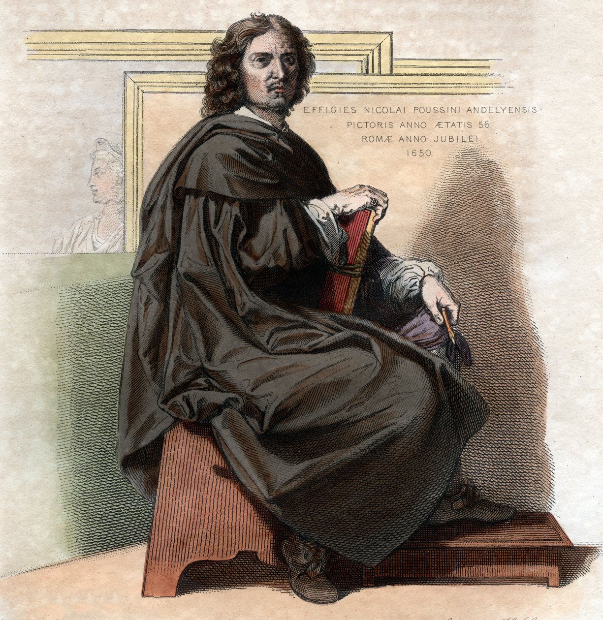 Portrét Nicolase Poussina (1594-1665), francouzského malíře. od French School