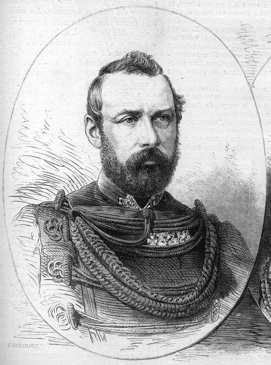 Portrét Oscara II (1829-1907), krále Švédska a Norska. Rytina v „“ Le Monde Illustré““ č. 807 z 28. září 1872. od French School