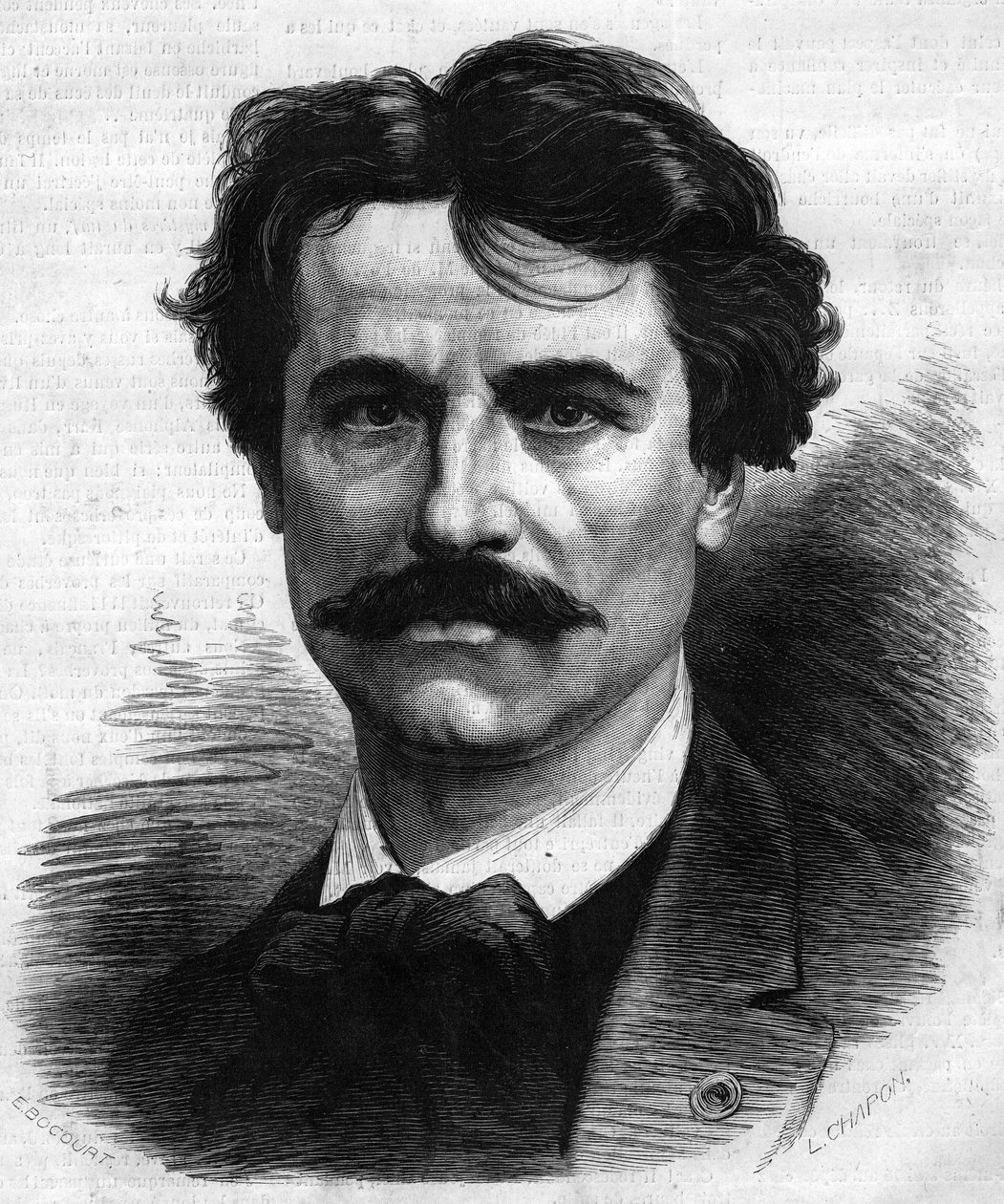 Portrét Paula Baudryho (1828-1885), francouzského malíře. Rytina do „“ The Illustrated World““ č. 908 z 5. září od French School