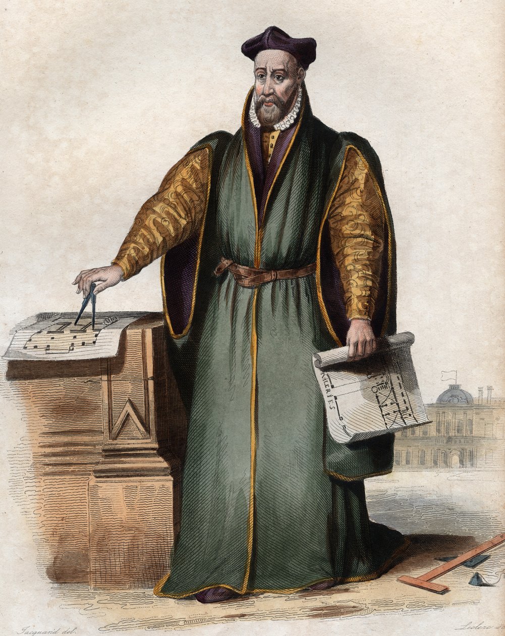 Portrét Philiberta Delorma (De Lorme) (De lOrme) (1510-1570), francouzského architekta. od French School