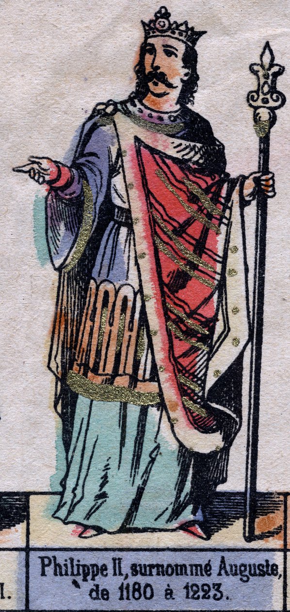 Portrét francouzského Filipa II., známého jako Philippe Auguste (1165-1223) (dynastie Kapetovců). Ilustrace z konce 19. století. od French School