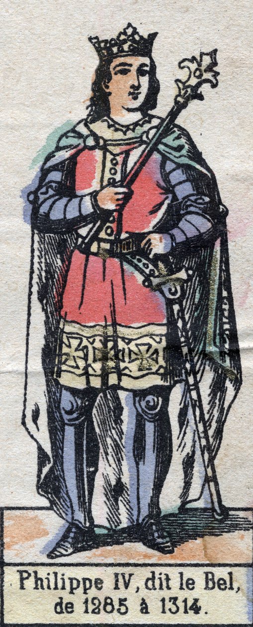 Portrét Filipa IV z Francie, známého jako Filip Bel (1268-1314) (dynastie Kapetovců). Ilustrace z konce 19. století. od French School