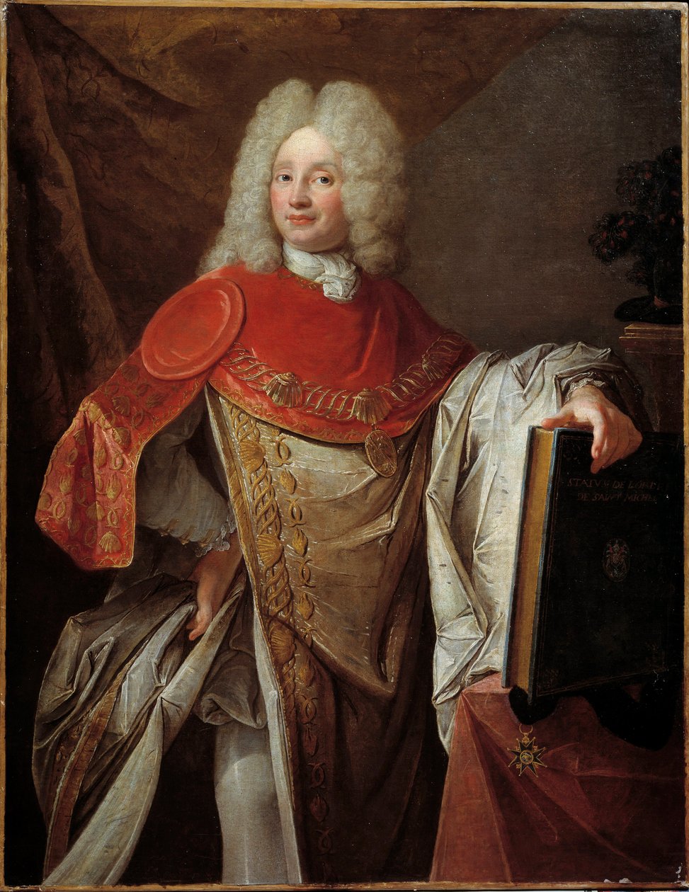 Portrét Philippe Joseph Perrotin de Barmond, rytíř svatého Michaela v plném kostýmu malířského řádu francouzské školy. 1720 ne. 1,33 x 1,03 m Paříž, Muzeum Čestné legie - Portrét Philippa Josepha Perrotina z Barmondu, Chevalier de od French School