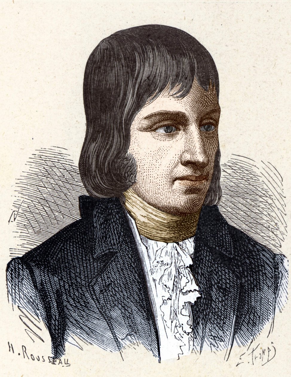 Portrét Philippa Lebona (1769 - 1804), francouzského inženýra a chemika (vynálezce plynového osvětlení) - v „“ Album de la Science; věhlasní vědci; Velké objevy “”” 1896. od French School