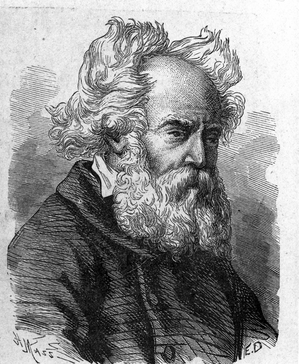 Portrét Pierre-Louis-Frederic (Pierre Louis Frederic) Sauvage (1785-1857), francouzský vynálezce šroubovice - v „Album de la Science; věhlasní vědci; Grandes disouvertes“““ 1896. od French School