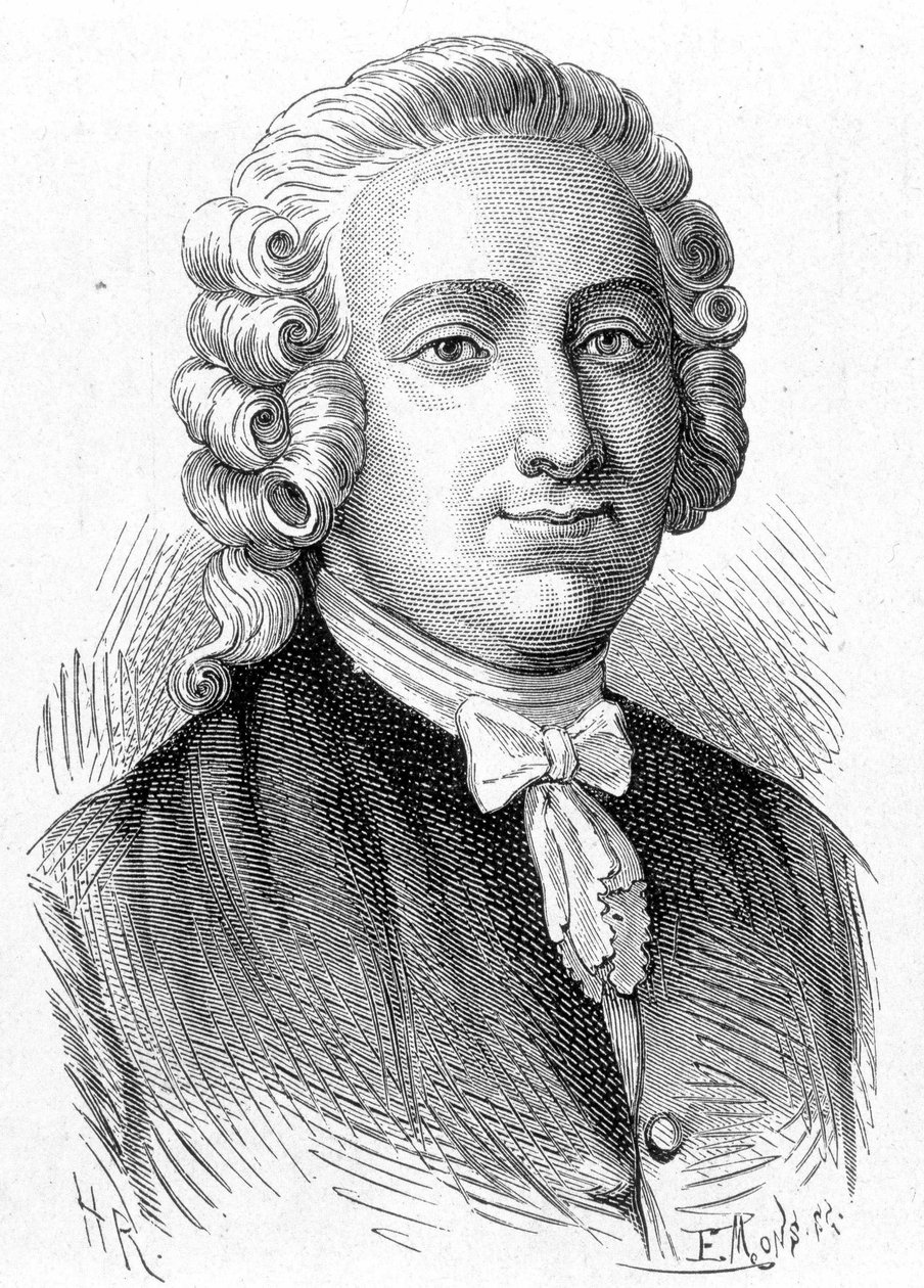 Portrét Pierra Josepha Macquera (1718 - 1784), francouzského chemika a lékaře - v „Album de la Science; věhlasní vědci; Velké objevy “”” 1896. od French School