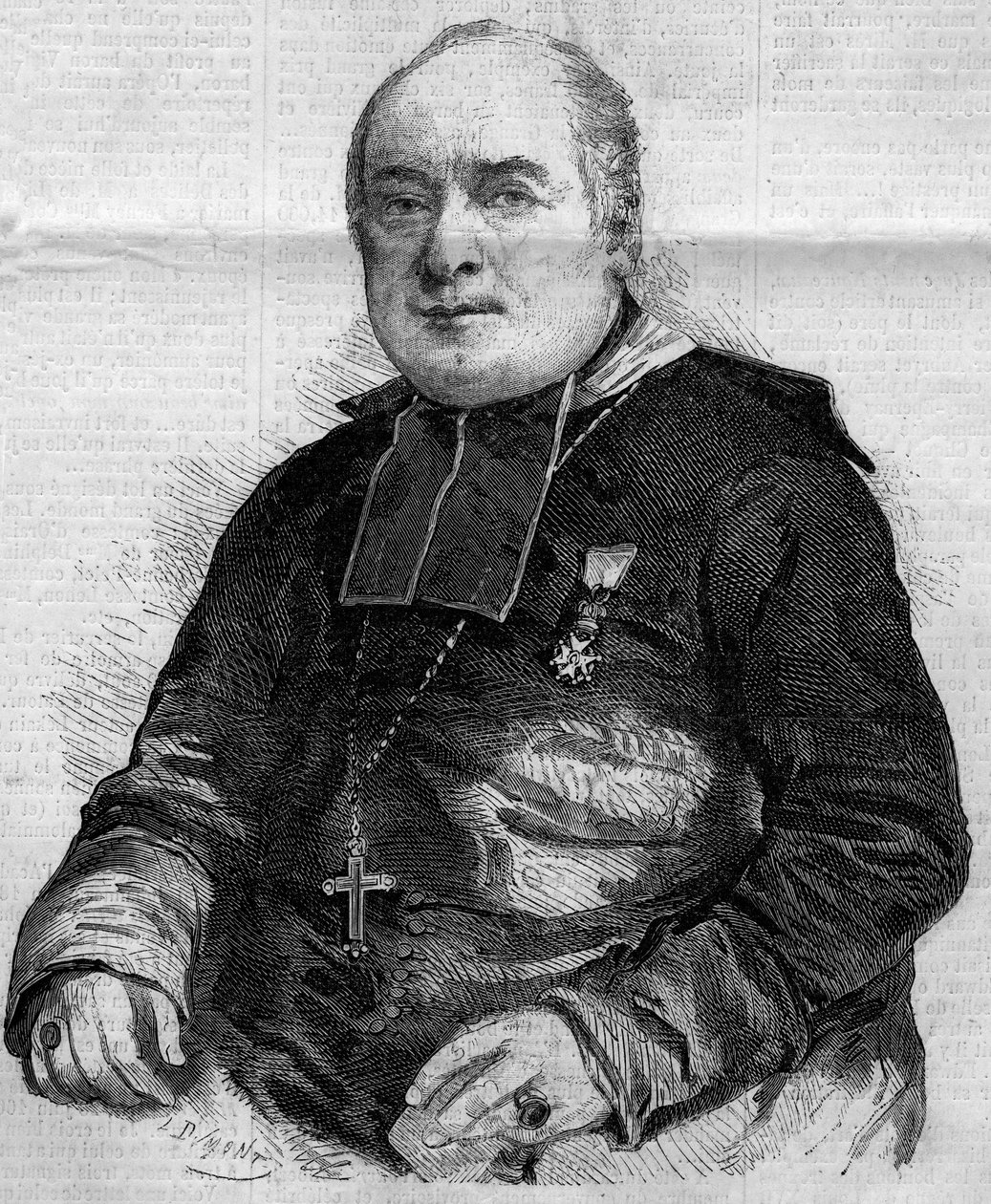 Portrét Pierre Louis Coeur (1805-1860), biskup z Troyes. Rytina v „“ Le Monde Illustré““ č. 184 z 20. října 1860. od French School
