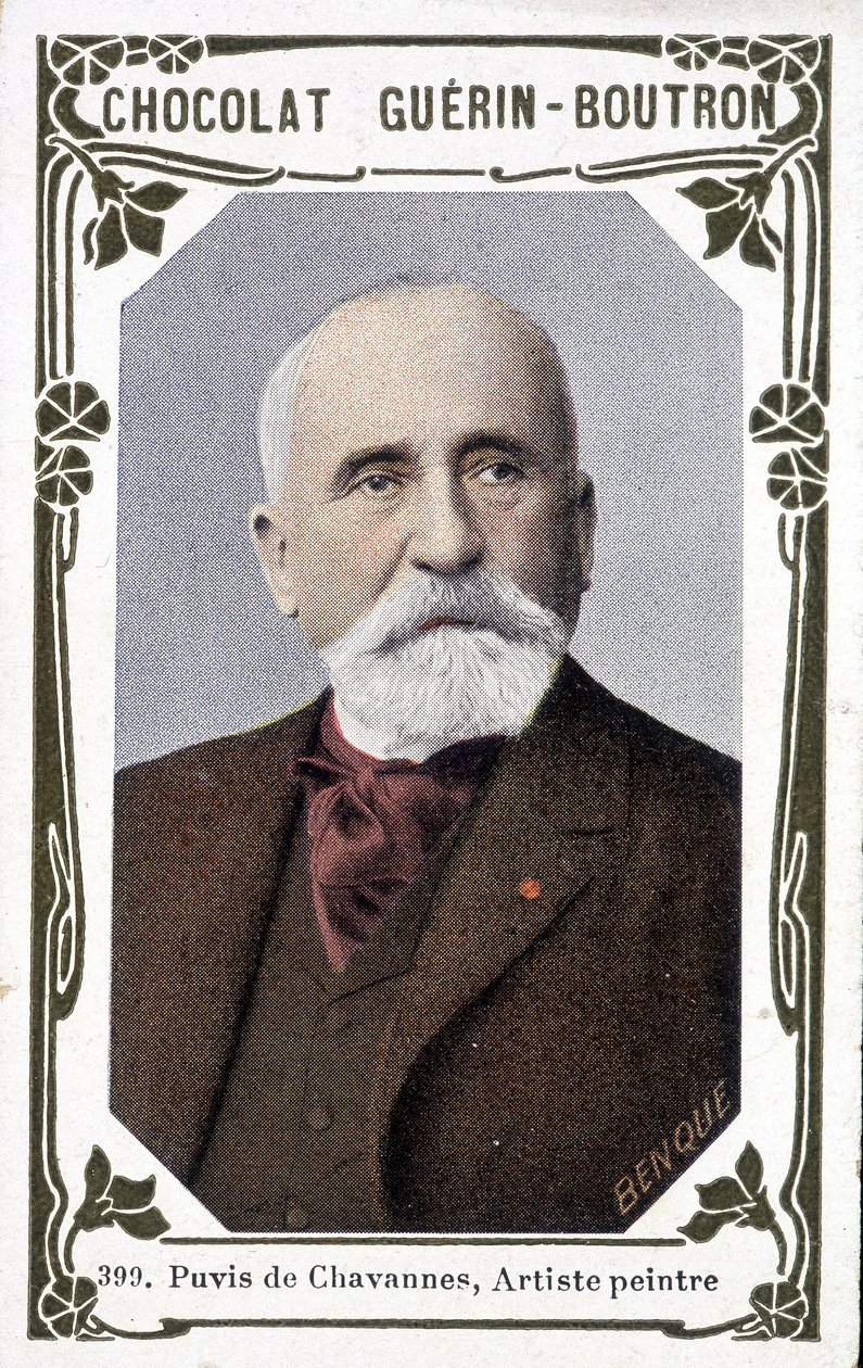 Portrét Pierra Puvise de Chavannes, francouzského malíře (1824-1898). Viněta Guérin - čokolády Boutron od French School