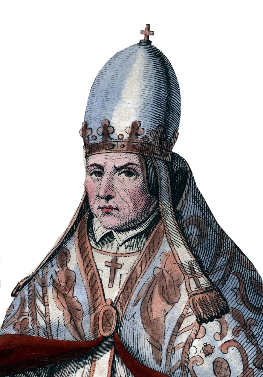 Portrét papeže Silvestra II. (nebo Silvestra II.) (asi 938-1003). od French School