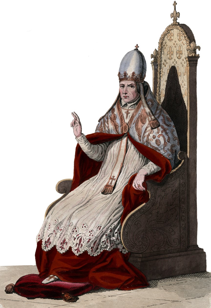Portrét papeže Silvestra II. (nebo Silvestra II.) (asi 938-1003). od French School