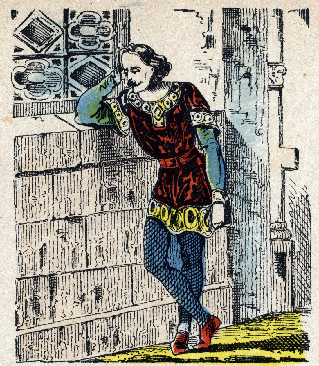 Portrét prince Charlese z Dolního Lotharingie (Karel I. Lotrinský) (953-991) přikládá Orleans v roce 991 (Karel, vévoda z Dolního Lotrinska uvězněn Hughem Capetem v Orleans, kde krátce poté zemřel, 991) Image of Epinal Soukromý 19. století od French School
