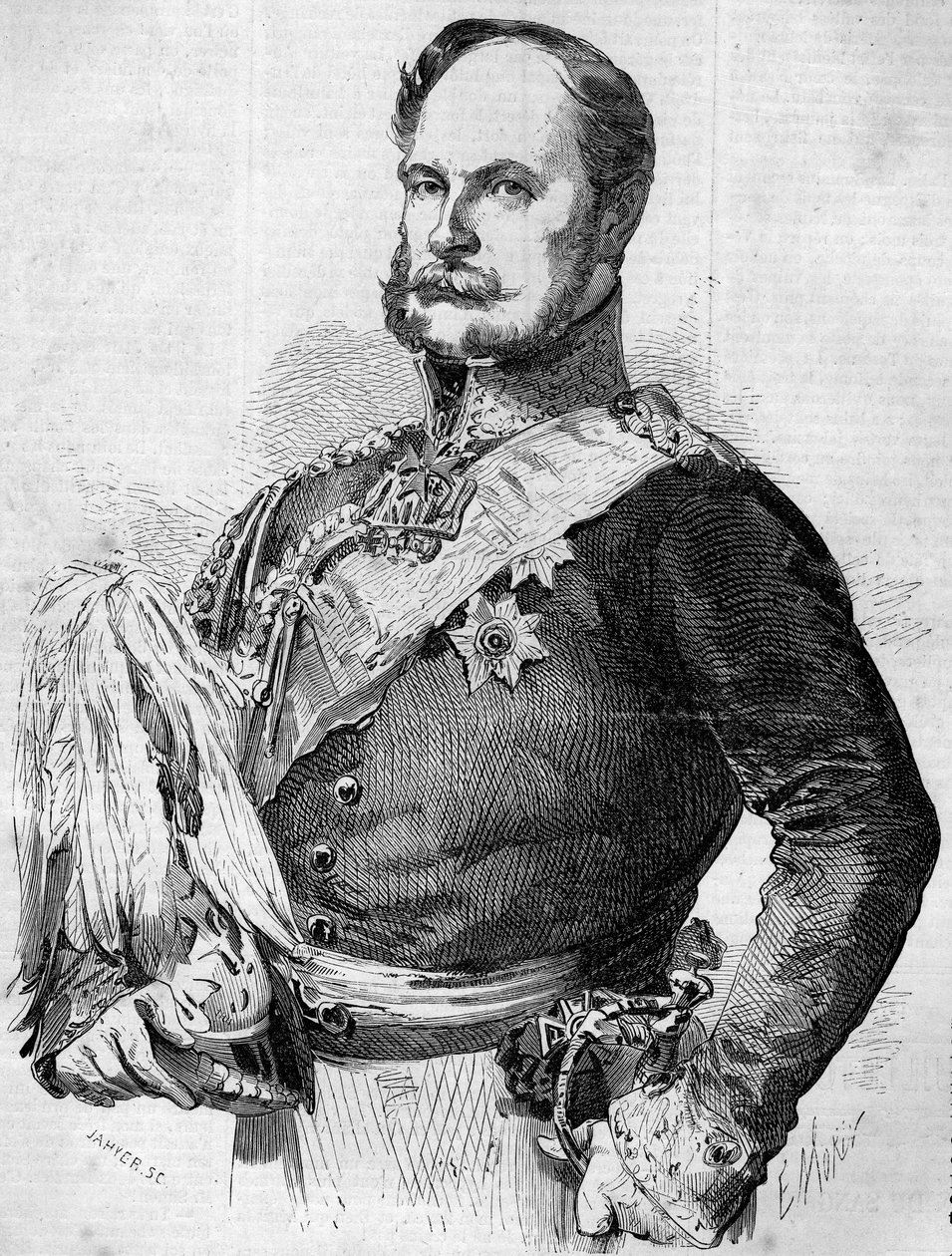 Portrét prince Frederika Guillauma Louise (1797-1888), budoucího Viléma I., pruského krále a německého císaře. Rytina v „“ Le Monde Illustré““ č. 30 ze 7. listopadu 1857. od French School