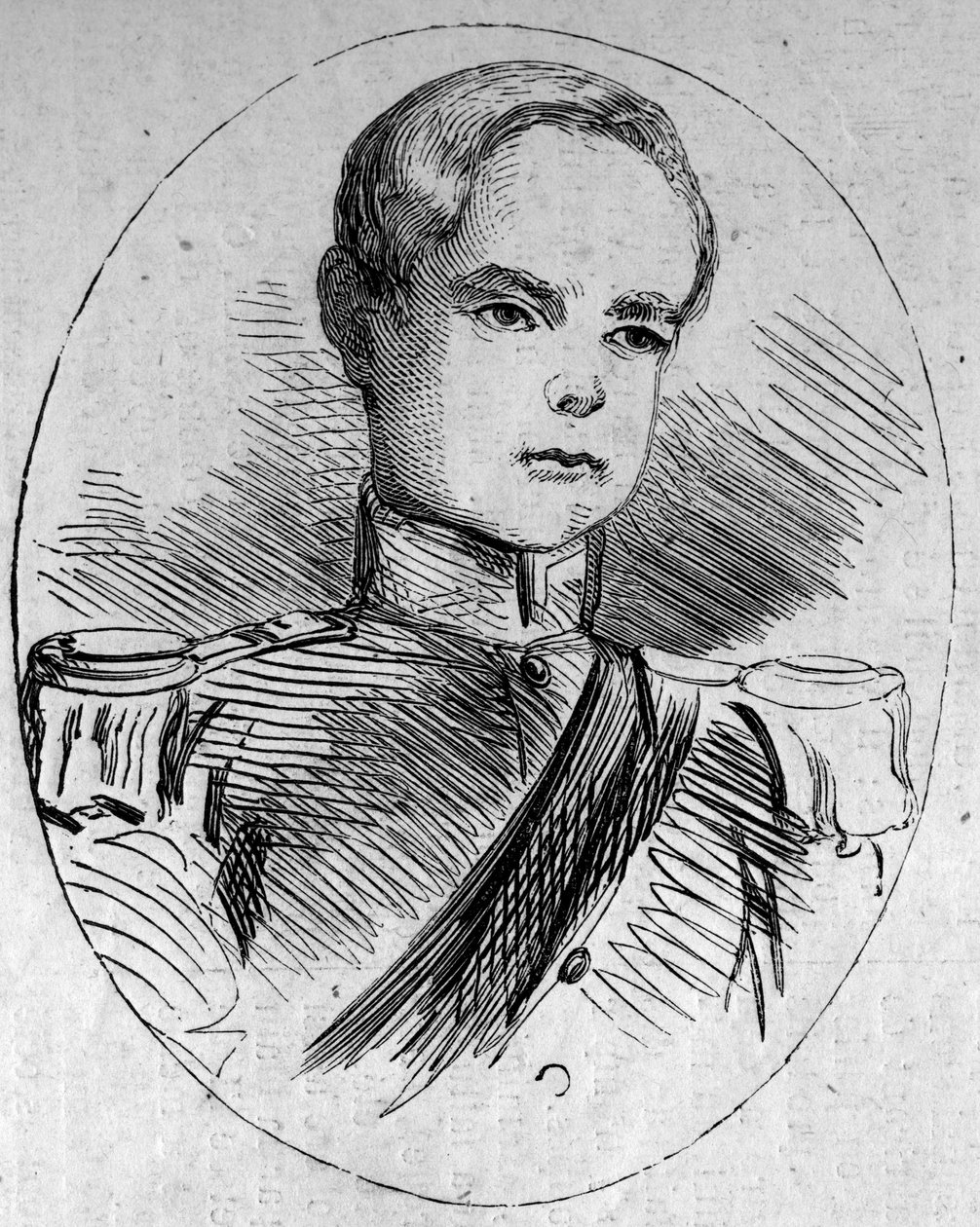 Portrét prince Humberta (1844-1900), budoucího krále Itálie pod jménem Humbert I (Umberto I). Rytina v „“ Le Monde Illustré““ č. 95 z 5. února 1859. od French School