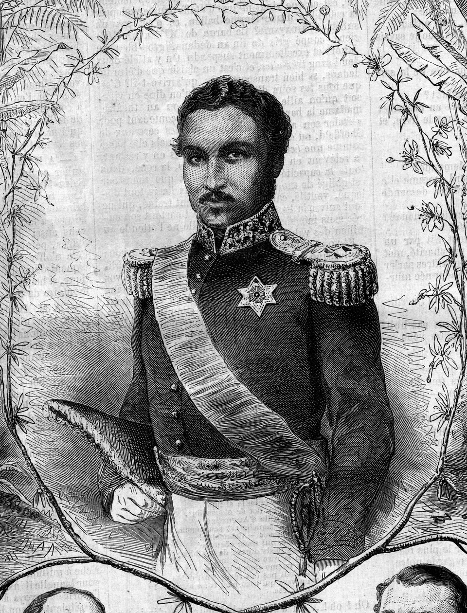 Portrét Radamy II (1829-1863), krále Madagaskaru. Rytina v „“ Le Monde Illustré““ č. 268 z 31. května 1862. od French School