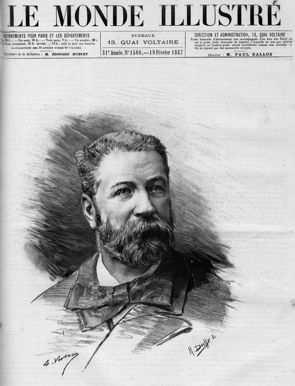 Portrét Raoula Duvala (1832-1887), francouzského právníka a zástupce, ve World Illustrous 1887. od French School