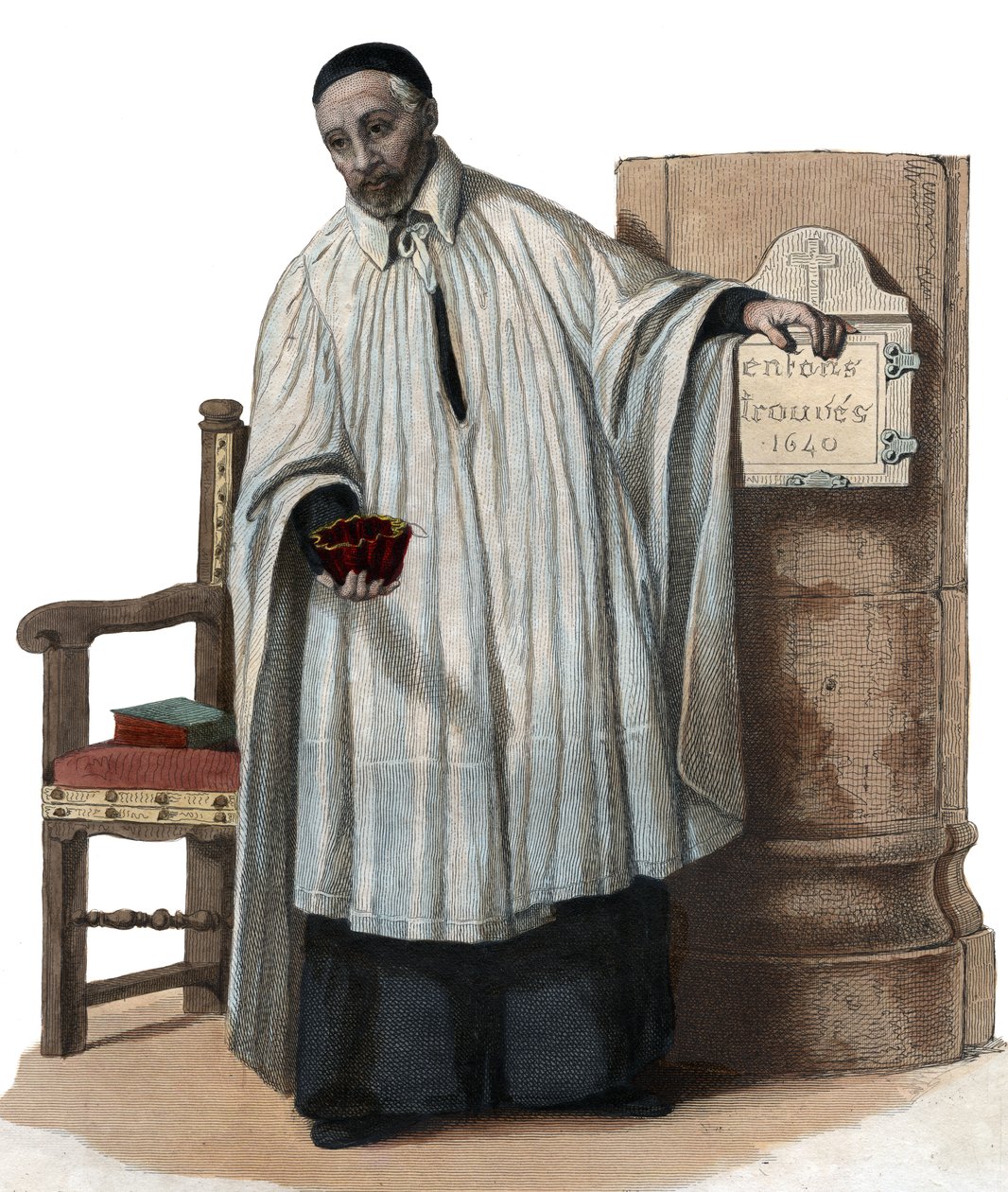 Portrét svatého (sv.) Vincence de Paul (1581-1660), kněze katolické církve. od French School