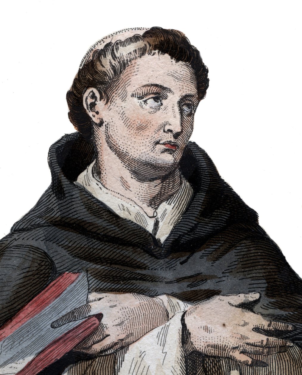 Portrét svatého Bernarda de Clairvaux (San Bernardo di Chiaravalle) (1090-1153), francouzského opata a stavitele reformujícího se cisterciáckého řádu. ilustrace z „“Le Plutarque Français““ od Edmonda Mennecheta od French School