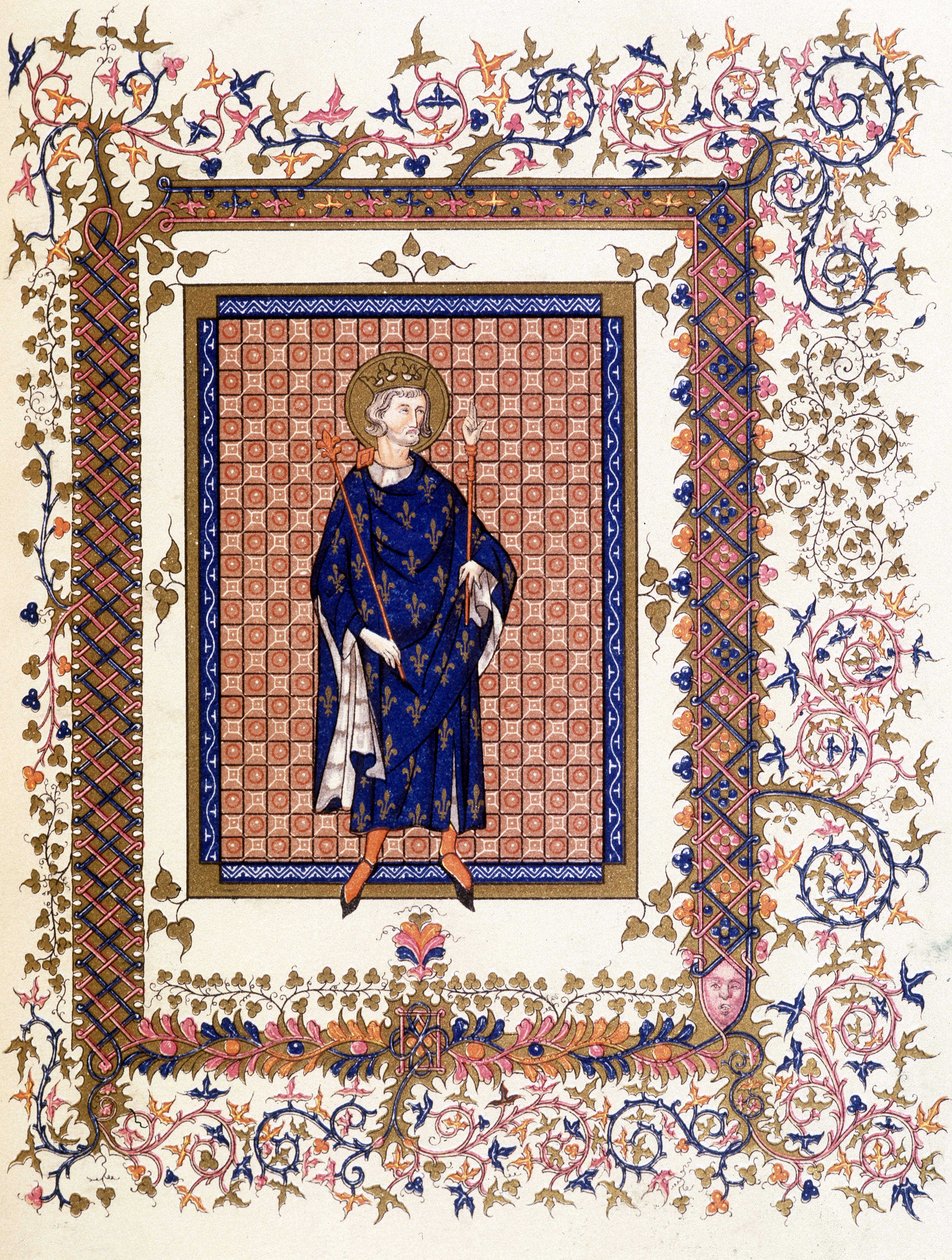 Portrét Saint Louis - z miniatury 16. století od French School