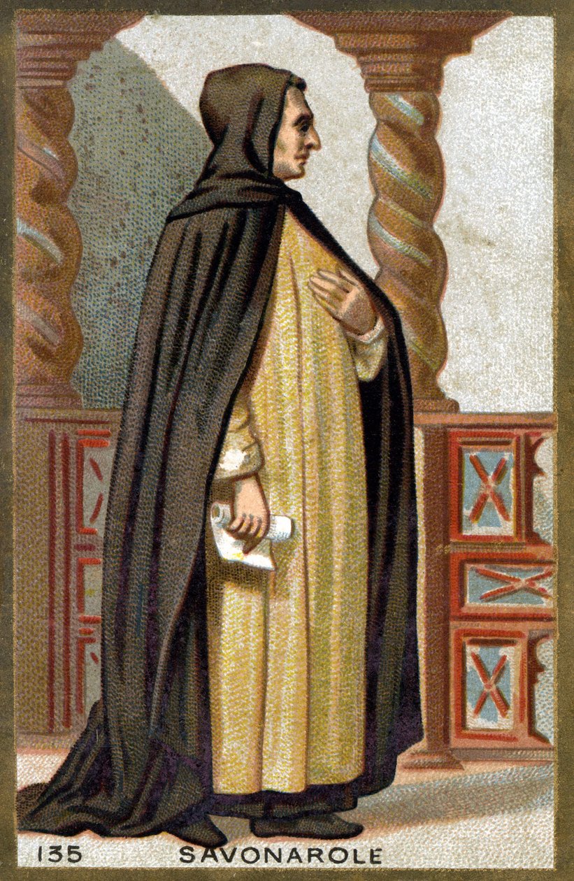 Portrét Savonarola (1452-1498) Girolamo Savonarola. Chromolitografie konce 19. století. od French School