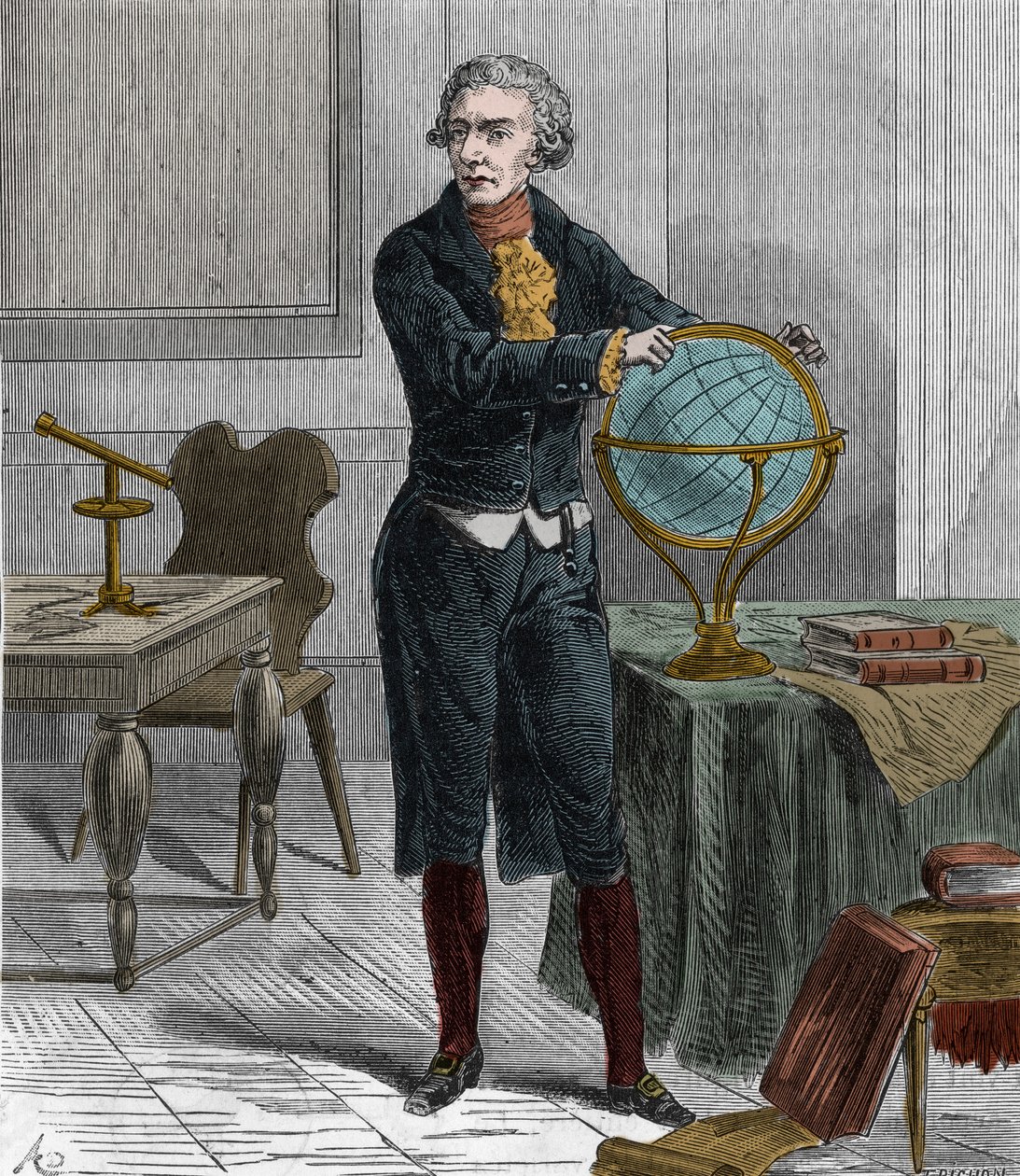Portrét Sira Friedricha Wilhelma Herschela (1738-1822), britského německého astronoma a fyzika - Portrét Williama Herschela Britského astronoma německého původu - Rytina do „“Vědy na dosah všech – populární fyzika a chemie““ od Alexise Clerca – od French School