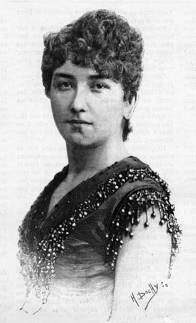 Portrét švédské zpěvačky Sigrid Arnoldson (1861-1943) v roce 1887. od French School