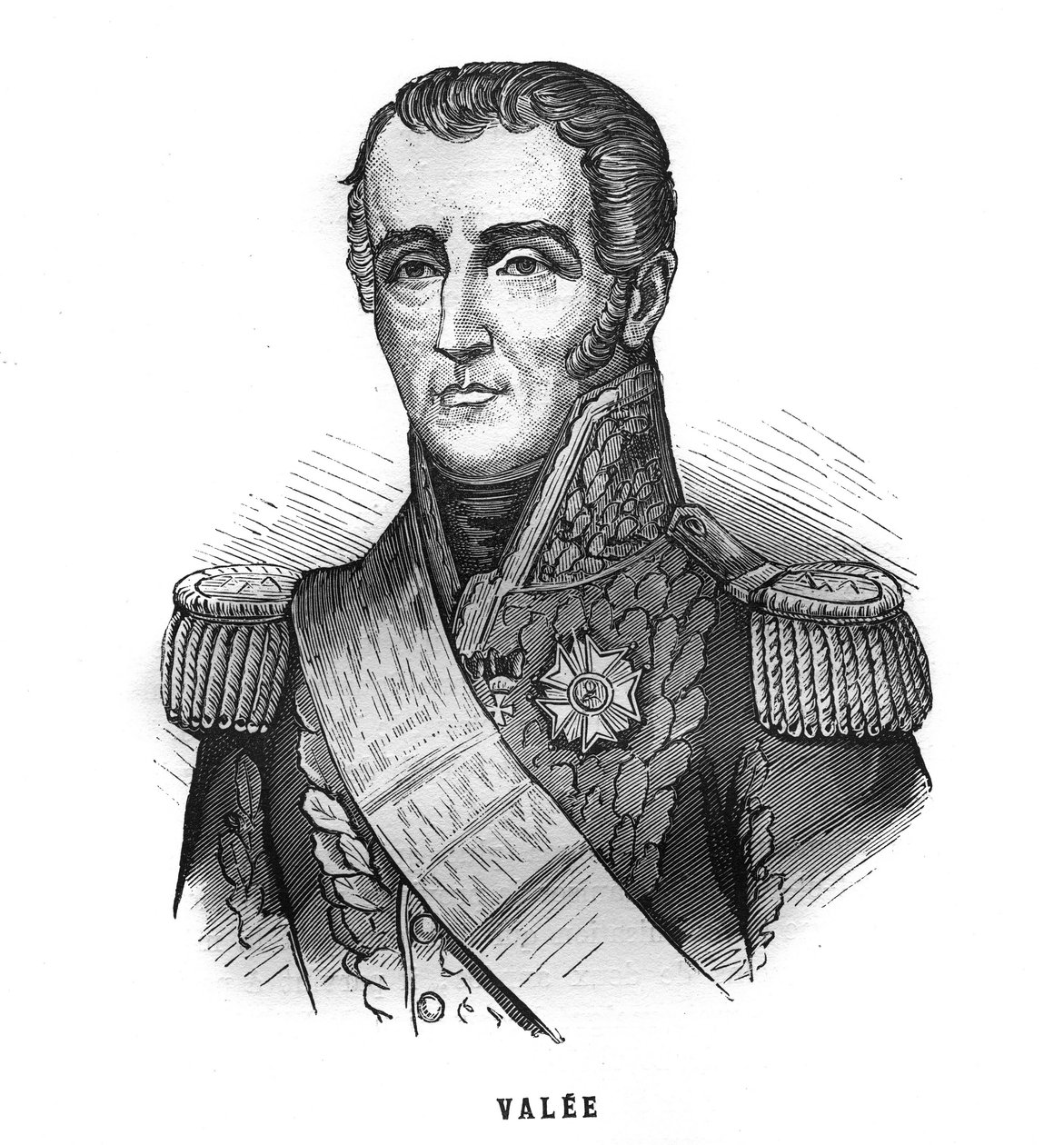 Portrét Sylvaina Charlese, hraběte Valee (1773-1846), maršála Francie. Rytina v „Les Illustrations De L