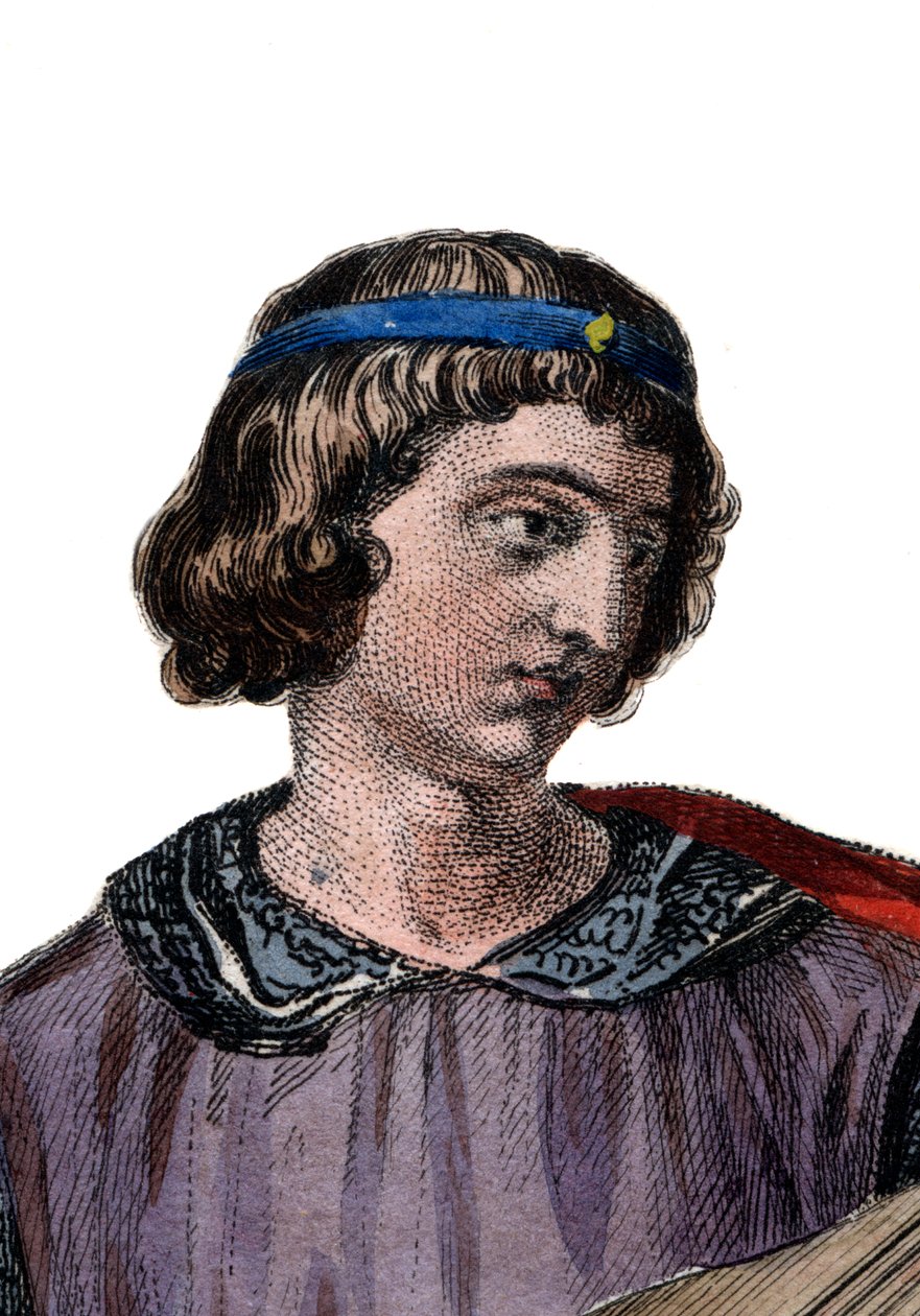 Portrét Theobalda I. (1201-1253), hraběte ze Champagne (jako Theobald IV.) od narození a krále Navarry od roku 1234. od French School