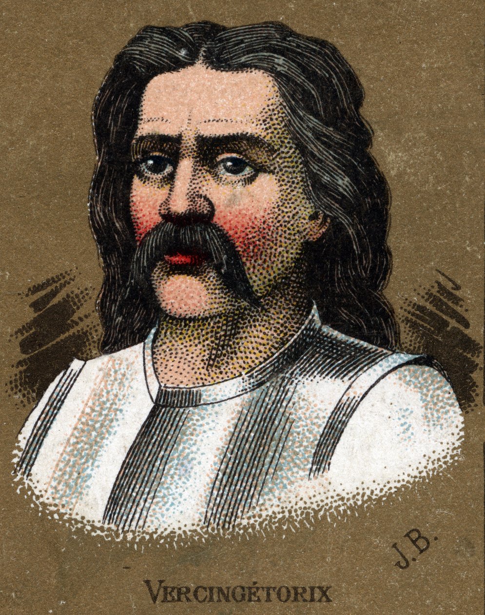 Portrét Vercingetorixe (72-46 př.nl), krále Galů. Chromolitografie kolem roku 1890. od French School