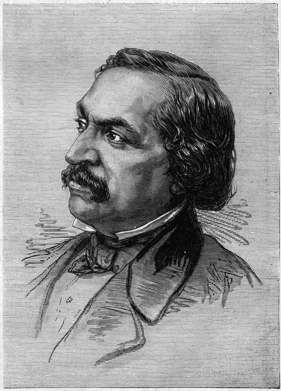 Portrét Victora Sejoura (1816) -1874), francouzsky mluvícího amerického dramatického autora. Rytina v „“ Le Monde Illustré““ č. 912 z 3. října od French School