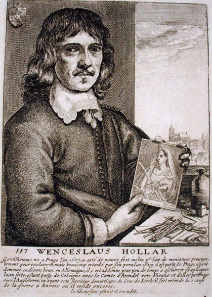 Portrét Václava Hollara (1607-77) (rytina) od French School